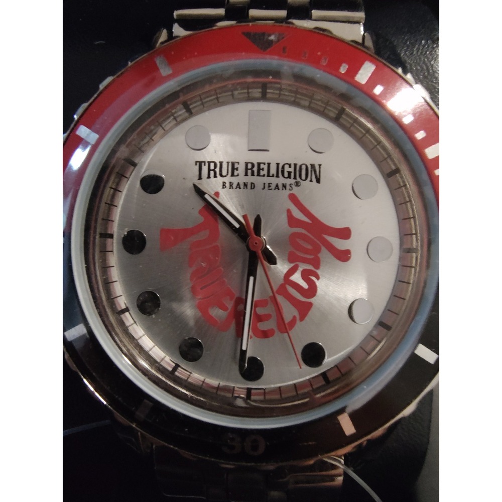 True Religion Mens Watch Silver Red Black Diver Style Stainless Steel New in Box - Picture 4 of 10